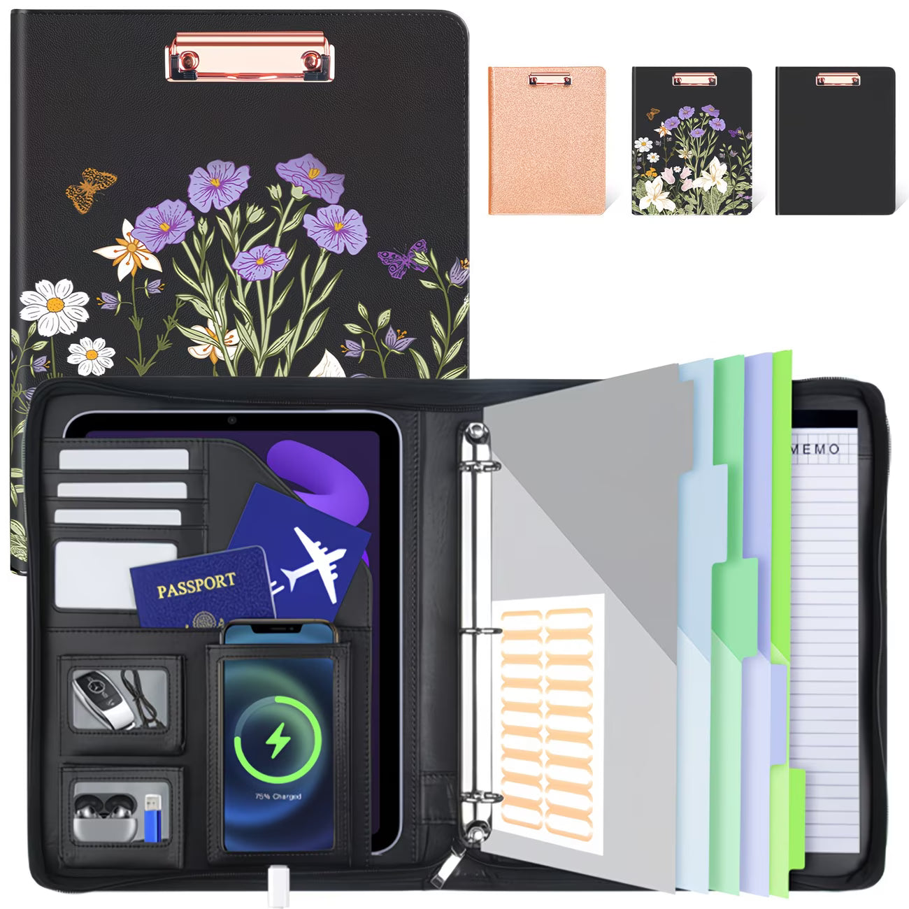 Porte-documents organisateur zippé avec support tablette