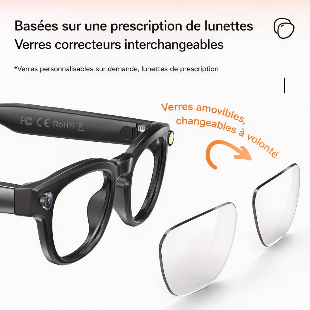 Lunettes Intelligentes IA Caméra HD & Traduction Temps Réel