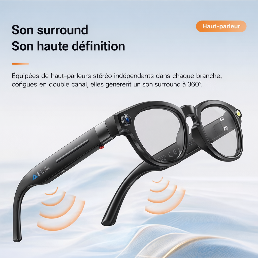 Lunettes Intelligentes IA Caméra HD & Traduction Temps Réel
