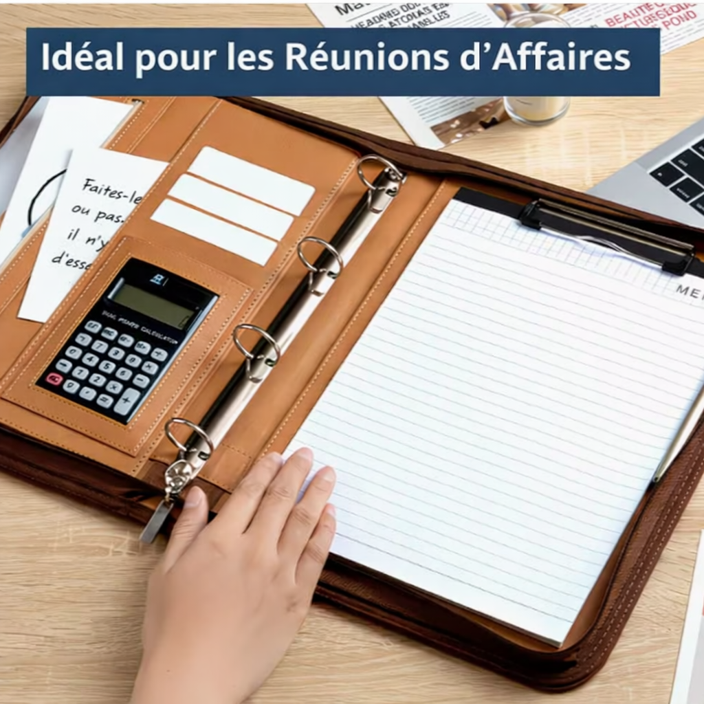 Dossier A4 multifonctionnel avec cuir synthétique
