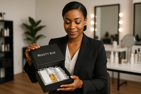 femme entrepreneure  beauté qui ouvre sa box